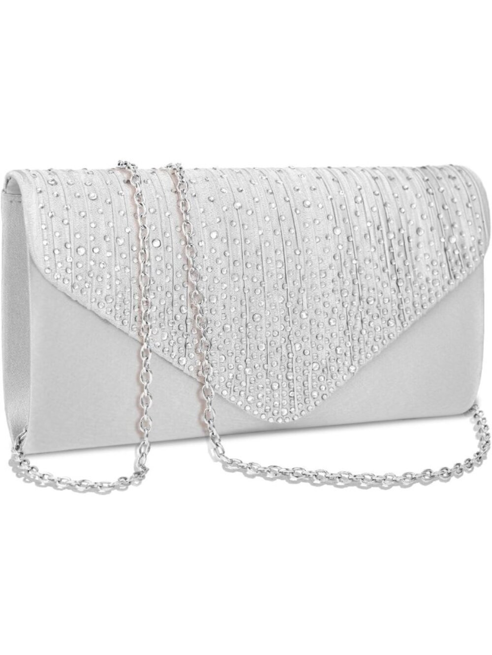 Silver Formal Rhinestone Evening Clutch Purse Prom Wedding Bag